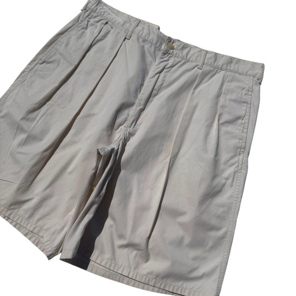 Vintage Polo Ralph Lauren Polo Chino Shorts 36 White Pleated Made in USA
